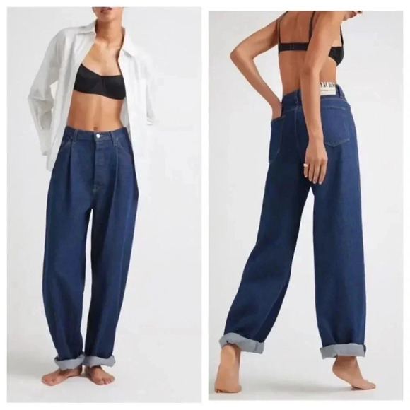 MOTHER Denim - NWT Mother Snacks! Pleated Fun Dip Puddle Jeans Cold Brew Dark Wash size 25